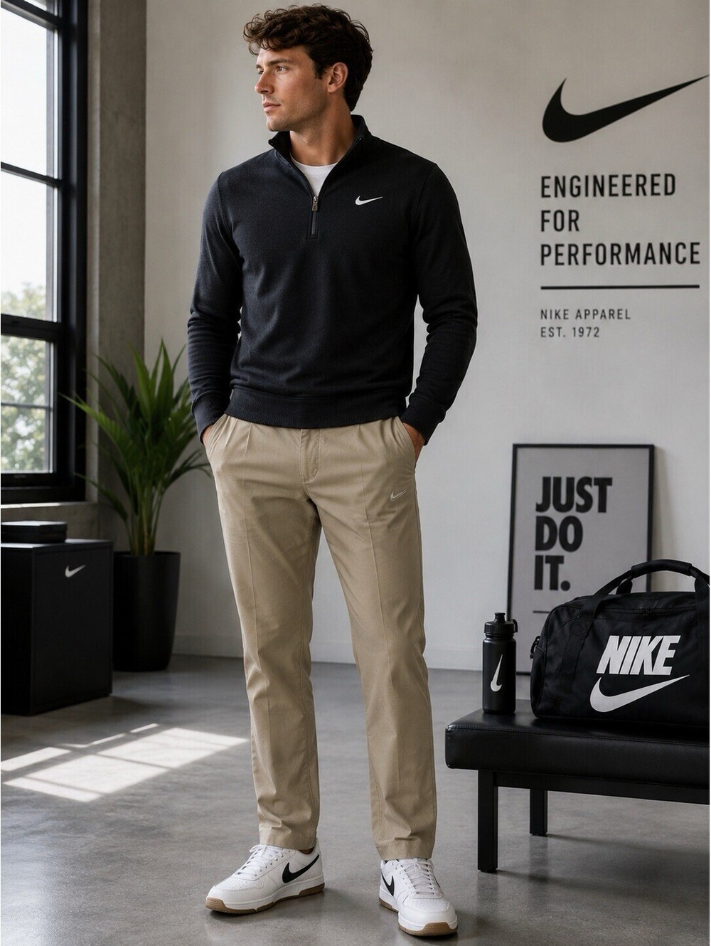 Nike Dri-FIT Men’s Khaki Golf Pants 34x34 Standard Fit Performance Chino Tan